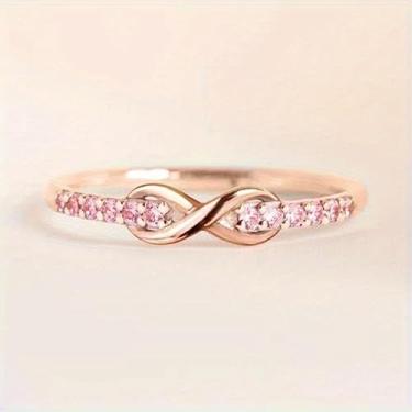 Imagem de Chic Infinity Rings Micro Pavimentada Zircônia Anel de compromisso para mulheres, uso diário, casual, festa, presente de Dia dos Namorados, 6, Cobre, Zircônia cúbica