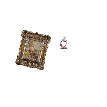 Imagem de Fenteer Moldura Floral Esculpida à Mão, Estátua de Resina, Ornamento, Suporte para Fotos, Mesa, Montagem Na Parede, Escultura Abstrata Antiga, Colecionável Pa