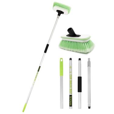 Imagem de Escova telescópica para barco, cabo telescópico, 4 seções, esfoliante marítimo, extensível, 50,8 cm a 157,5 cm, convés, janelas, paredes, limpeza de piso, resistente, 24 x 12 x 9 cm, cabeça