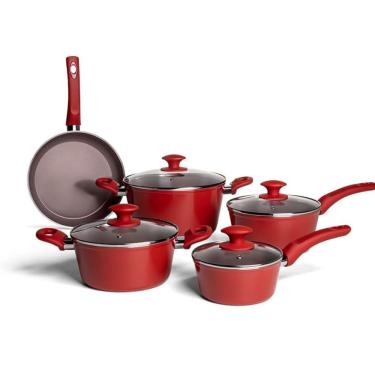Imagem de Jogo De Panelas 5 Peças Ceramic Life Optima Vermelho Carmin Com Fundo De Indução - Brinox