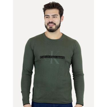 Imagem de Suéter Calvin Klein Jeans Masculino Tricot Logo Reissue Verde Militar-Masculino