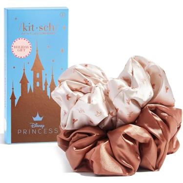 Imagem de Kitsch & Disney Scrunchies de cetim para mulheres – laços de cabelo sem vincos para meninas | Grandes elásticos com todos os tipos de cabelo e texturas, perfeitos para o dia ou noite | Presentes