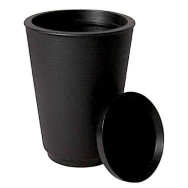 Imagem de Vaso de Planta Decorativo Lux Redondo Escovado com Prato – Moderno e Elegante para Ambientes Internos e Externos (COM Prato Preta)