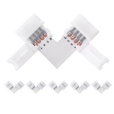 Imagem de Kit 5 Emenda Rápida em L Conector Rgb P/fita Led 5050 2835 4vias