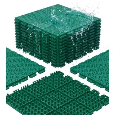 Imagem de jxgzyy 20 peças de azulejos, azulejos de piso externo de 1,5 cm de espessura, tapete de drenagem modular PP antiderrapante para quadra de basquete ralo piscina pátio chuveiro varanda grama