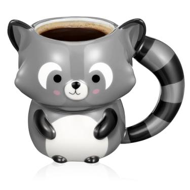 Imagem de Caneca de café de guaxinim de cerâmica - adorável design animal 538.6 g/560 ml, xícara de chá de porcelana para bebidas quentes e frias, lavável na máquina de lavar louça e micro-ondas, para festas de