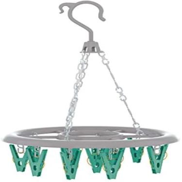 Imagem de Varal retratil redondo para roupas leves, plastico colorido, util, resistente, 16 unidades, colorido