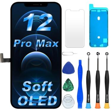Imagem de DIGI4U Tela OLED suave para iPhone 12 Pro Max, tela COP de 16,7 polegadas NÃO LCD, janela 1:1, resolução e espessura, controle de temperatura, com kit de reparo para tela de substituição do iPhone 12