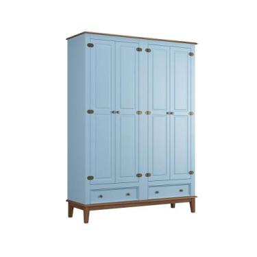 Imagem de Guarda-Roupa Rústico 4 Portas e 2 Gavetas - Madeira Maciça e MDF - Apa