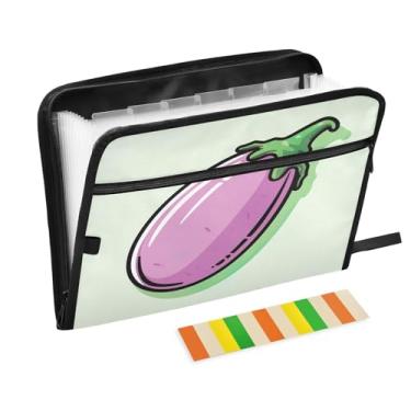 Imagem de Wassud Berinjela roxa (2) 13 bolsos organizador de arquivos sanfonado pastas expansíveis com abas e adesivos, organizador de pastas de documentos de recibo de papel tamanho carta A4 para viagens de