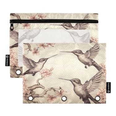 Imagem de Wassud Três Pássaros e Flores Pacote com 2 Pastas de Fichário Pastas de Bolso com 3 Furos, Pasta Organizadora de Fichários para Casa, Escritório