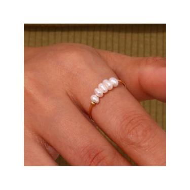 Imagem de Anéis de ouro grossos elegantes para mulheres, anéis de articulação empilháveis, presentes de joias de compromisso de casamento e noivado, Medium, Latão, Sem pedra preciosa