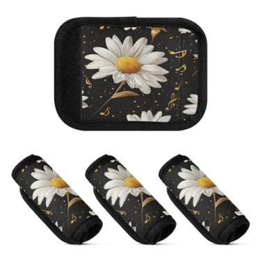 Imagem de Qilmy Beautiful Little Daisies Bagagem Handle Wrap Pacote 2 Identificadores de Bagagem Tag Comfort Handle Grips Capa para Carrinho de Viagem Bolsa Mala Avião Acessórios de Viagem 1160