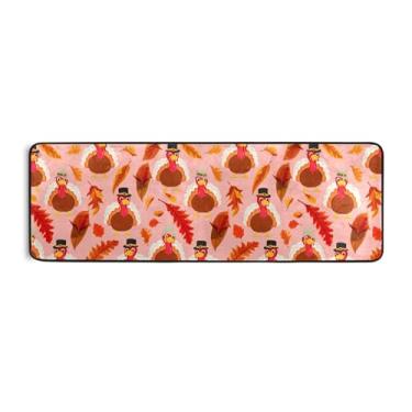 Imagem de Burbuja Tapete de corrida de peru de Ação de Graças 61 x 183 cm, tapete lavável antiderrapante com suporte de borracha, tapete para sala de estar, corredor, decoração de casa