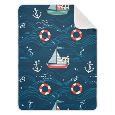 Imagem de Burbuja Manta de bebê barcos coloridos para meninos e meninas, cobertor macio e quente para berçário, cobertor infantil de 76 x 101 cm