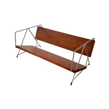 Imagem de Suporte para armazenamento de CDs Estante vintage para guardar CDs e discos de vinil, em madeira, com suporte ferro