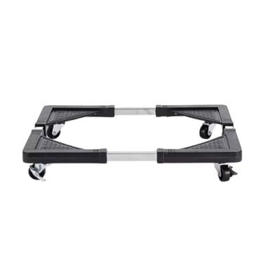 Imagem de Carrinho Multiuso para Eletrodomésticos e Móveis com Rodinhas, Suporte Universal Ajustável, Aço Inox e Plástico ABS, Preto, 56x56x10cm, Capacidade 138kg