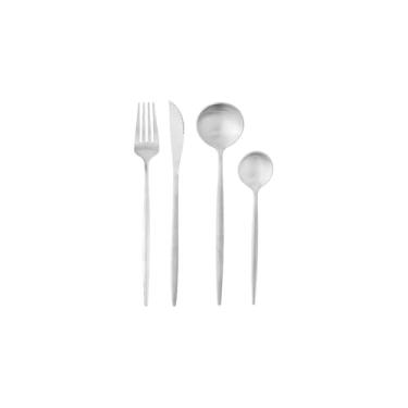 Imagem de Jogo de Talheres 24 Peças com Porta Talheres de Gaveta, Inox e Polipropileno, 6 Facas 6 Garfos 6 Colheres 6 Colheres de Chá