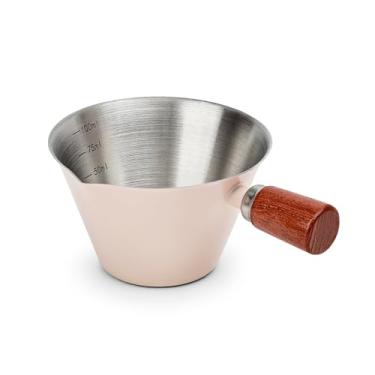 Imagem de Koythin Copo medidor de café expresso, xícaras pequenas de café expresso com alça, acessório para mini barra de café com bico em forma de V para cappuccino com leite latte, 100 ml (rosa)