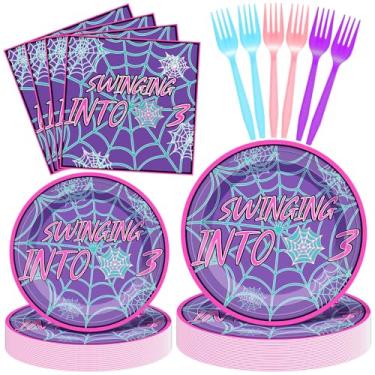 Imagem de Romooa 96 peças de pratos e guardanapos de festa de teia de aranha decorações de aniversário de aranha fantasma carne de porco descartável conjunto de utensílios de mesa de teia de aranha para