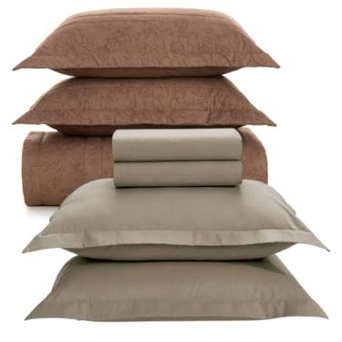 Imagem de Jogo De Colcha e Lençol Queen Karsten 200 Fios 100% Algodão 7 Peças (Tom)