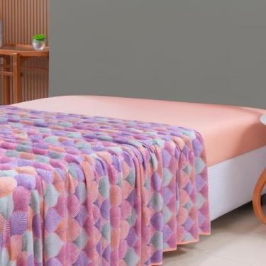 Imagem de RAVATEX, Lençol de Cima Solteiro Malha 100% Algodão Estampado Avulso sem Elástico Salmão