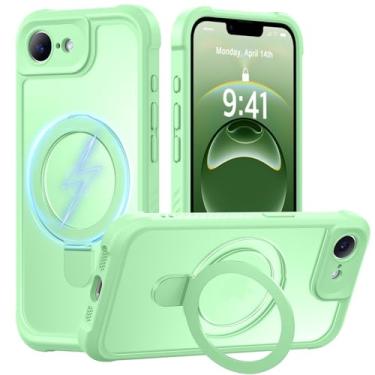 Imagem de MOCCA Capa projetada para iPhone 16e com suporte magnético invisível [proteção total da câmera] [compatível com Magsafe] Capa para celular à prova de choque translúcida fosca à prova de choque 6,1