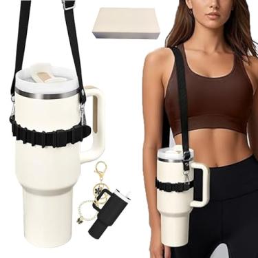 Imagem de Suporte para Garrafa de Água com Cinto Ombro Ajustável Compatível Tumbler Owala Hydroflask Silicone Grau Alimentar Múltiplas Maneiras Transporte Acessórios Perfeito Caminhada Acampamento Escola Academ