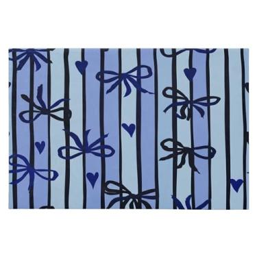 Imagem de Wassud Tapete de porta azul-marinho e azul 61 x 89 cm, tapete lavável antiderrapante com suporte de borracha, tapete macio e macio para sala de estar, quarto, entrada, entrada