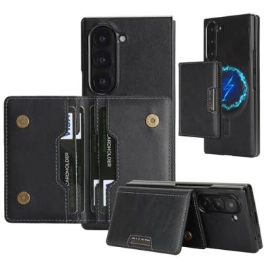 Imagem de Ysnzaq Capa carteira para Samsung Galaxy Z Fold 7 com porta-cartões para mulheres e homens, capa de telefone de couro PU 2 em 1 destacável com suporte magnético à prova de choque para Samsung Z Fold7