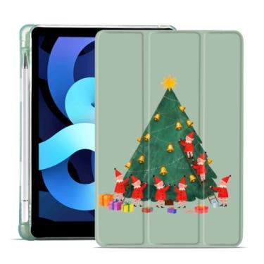Imagem de MAYCARI Capa de Natal para iPad A16 11 polegadas 2025 com suporte para lápis, árvore de Natal original Little Elves Bells Capa protetora traseira macia TPU para iPad 10ª geração Auto Sleep/Wake Slim