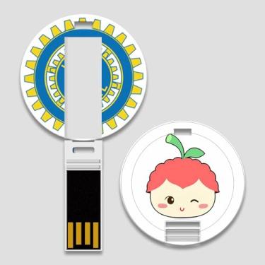 Imagem de Pen drive USB de cartão redondo personalizado, pendrive circular personalizado para promoções de negócios, eventos corporativos, feiras, presentes de marca, com embalagem personalizada opcional (100,2