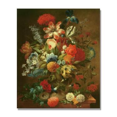 Imagem de Arte floral vintage natureza morta, pintura botânica clássica, decoração de casa quente para sala de estar e sala de jantar. B36. Tela somente 60x72cm-23,6x28,3 pol