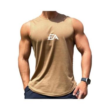 Imagem de Camiseta Regata Masculina Sem Mangas Em Malha Secagem Rápida Gola Redo