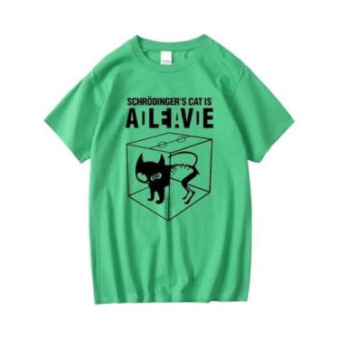 Imagem de Camiseta Masculina De Algodão Com Estampa De Gato De Schrödinger, Mang