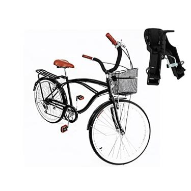 Imagem de Bicicleta caiçara Aro 26 retrô 6v com Cesta e Cadeirinha