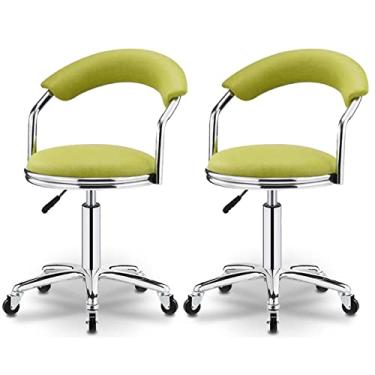 Imagem de Banco de bar, banco de balcão giratório, altura ajustável, banquinho de jantar ilha de cozinha, assentos adicionais para hóspedes, conjunto de 2 bancos de bar e cadeira, A-wheel-Green