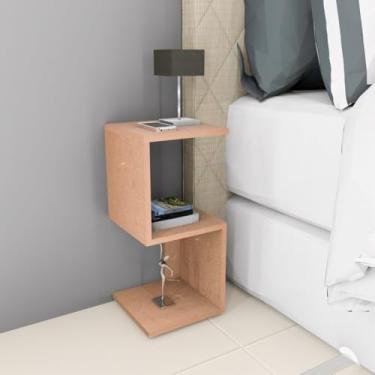 Imagem de Mesa de Cabeceira Formato S - Pequena, Moderna e Multifuncional para Quarto, Sala e Escritório 25x25x60cm(Natural/Cru,Mesa Z)