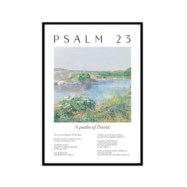 Imagem de Scripture Psalm Collection Monet Van Gogh Famosa pintura em aquarela impressa versículo bíblico pôster em tela decoração de parede de casa cristã (SKU11,12 x 45,7 cm = (30 x 45 cm), moldura preta)