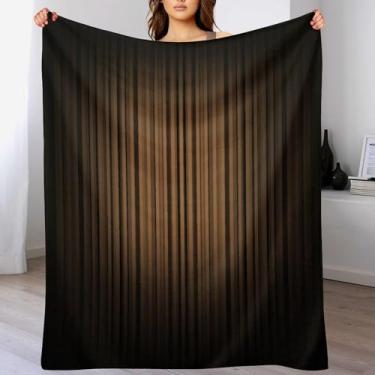 Imagem de ZhiRain Manta marrom e preto ombré abstrato marrom escuro listrado arte estética moderna cobertor para sofá-cama sofá cadeira ou dormitório 76,2 cm x 101,6 cm