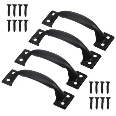 Imagem de 4 puxadores de armário de cozinha, puxadores de móveis pretos de 75 mm, gaveta com 16 parafusos, espaçamento de orifício de 58 mm para cozinha, armário, gaveta, banheiro, quarto