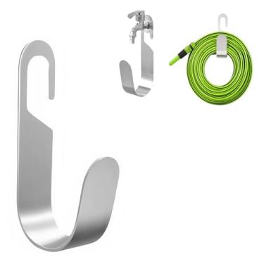 Imagem de Ywbtflul Gancho de mangueira de jardim resistente de 30,5 m, suporte de mangueira de aço inoxidável, suportes de mangueira de água resistentes para mangueiras de água ao ar livre, gancho de mangueira