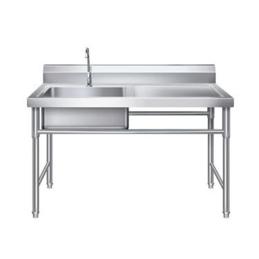 Imagem de Pia comercial, pia de aço inoxidável, pia utilitária independente, pia de cozinha, pia de bar, pia externa, pias utilitárias de aço inoxidável independentes, com torneira de bancada, para restaurante