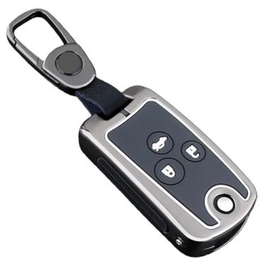 Imagem de Capa de metal para chave de carro compatível com Honda Civic/Fit/Accord/CRV/HRV/Jazz/Odyssey Compatível com Acura/TL/TSX/ZDX/RSX/CRZ acessórios(3 Buttons Grey)