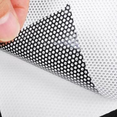 Imagem de XIMINZ Película de vinil branco perfurado para janela, adesivos de malha, privacidade para quarto, casa, escritório, carro, vidro, porta, decoração, película exterior para janela (30 x 120 cm)