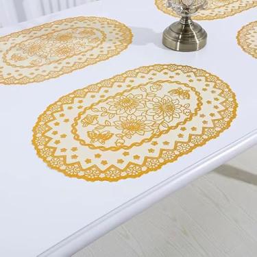 Imagem de Kit 6 Jogo Americano 30x45cm Lavável Antiderrapante para Mesa de Jantar Cozinha Decoração Dourado e Prata (Dourado - Oval)