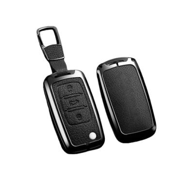 Imagem de Capa protetora para chave remota de carro, capa completa, bolsa compatível com Skoda Octavia A5 A7 Fabia Superb Kodiaq Karoq Acessórios para chaveiro automotivo(A-black keychain)