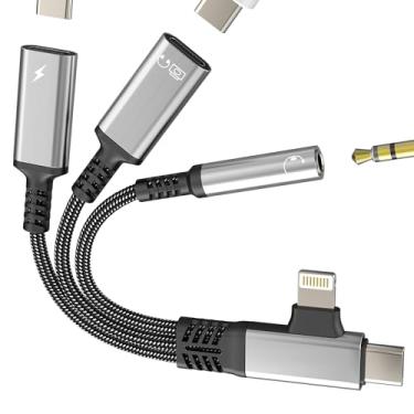 Imagem de Adaptador de dados USB C OTG (19.4 cm²) para iPhone 17 16 15 Pro Max Lightning para fone de ouvido conector de áudio auxiliar divisor de 3,5 mm para Apple Dongle carregador tipo C para iPad carregador