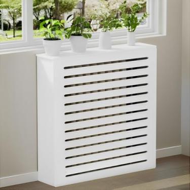 Imagem de YIQIFLY Prateleira de cobertura de radiador, prateleira de armário de aquecimento, capas brancas portáteis para radiadores para casa, sala de estar, quarto, escritório, aquecimento, armário decorativo