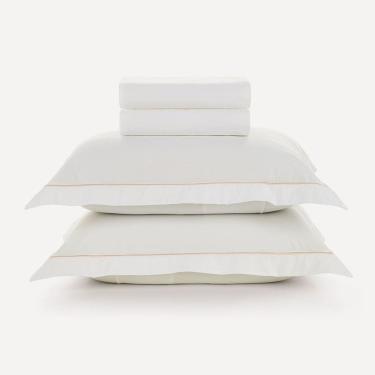 Imagem de Jogo de Cama Deliz 200 Fios - Branco/Rosa - Queen - 4 Peças - Karsten